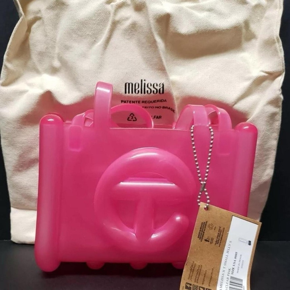 Melissa x Telfar Small Jelly Shopping Bag Clear Pink PVC Crossbody Tote NWT - Picture 2 of 8